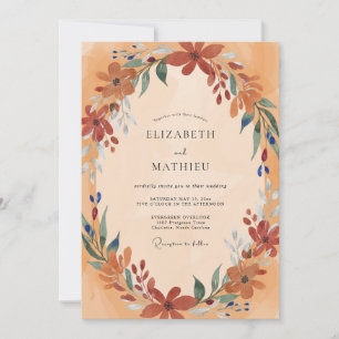 Terracotta Amber Foliage Eucalyptus Wedding Invitation