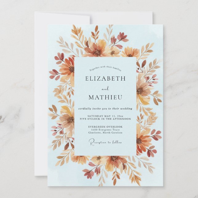 Terracotta Amber Painted Wedding Invitation (Front)