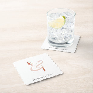 Terracotta Ampersand Wedding Cocktail Paper Coaster