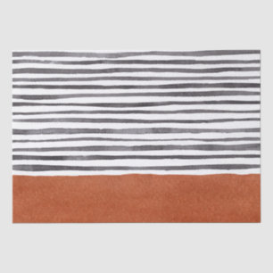 Terracotta and Black White Stripes  Tissue Paper