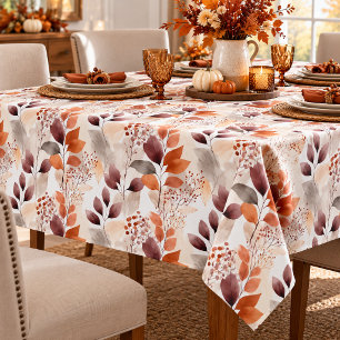 Terracotta and Burgundy Fall Leaves   Boho Autumn Tablecloth