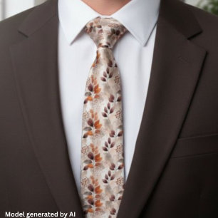 Terracotta and Burgundy Fall Leaves Boho Autumn Tie