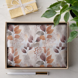 Terracotta and Burgundy Fall Leaves Boho Autumn Tissue Paper