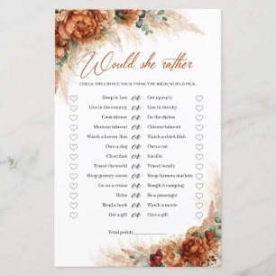 Terracotta and burgundy flowers Would she Rather