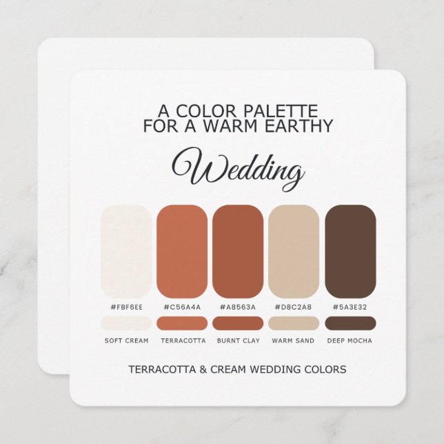 Terracotta and Cream Wedding Color Palette Card (Front/Back)