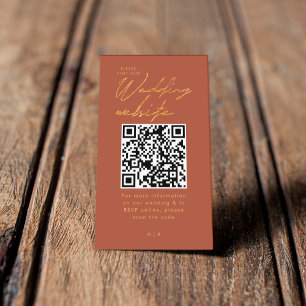 Terracotta and Gold Visit our Wedding Website Enclosure Card