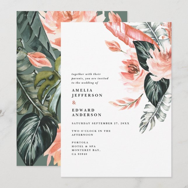 Terracotta and green tropical foliage wedding (Front/Back)