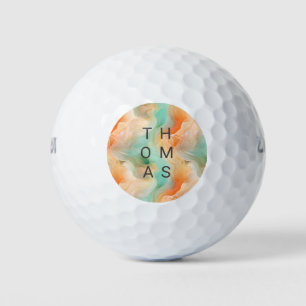 Terracotta and jade green marble seamless pattern golf balls