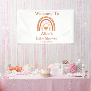 Terracotta and Peach Rainbow Baby Shower Welcome Banner