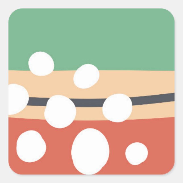 Terracotta and sage green abstract retro boho art square sticker (Front)