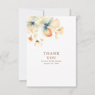 Terracotta and Teal Blue Floral Thank You Card