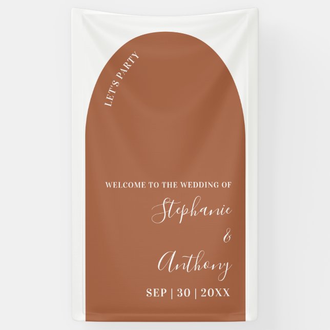 Terracotta and White Arch Wedding Banner (Vertical)