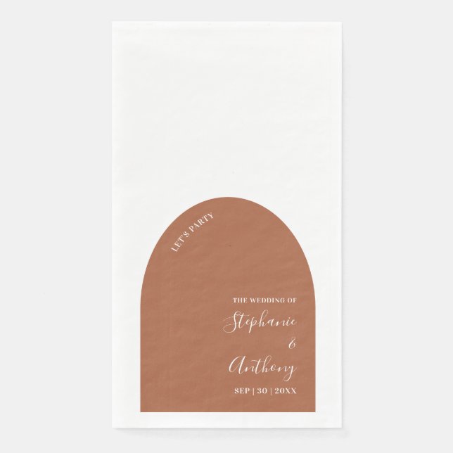 Terracotta and White Arch Wedding   Napkin (Front)