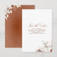 Terracotta and White Flowers Boho Save the Date