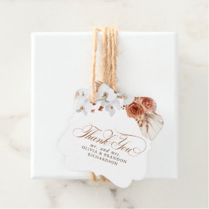 Terracotta and White Flowers Boho Thank You Favour Tags
