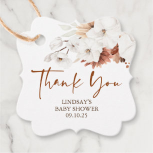 Terracotta and White Flowers Boho Thank You Favour Tags
