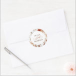 Terracotta and White Flowers Boho Wedding Classic Round Sticker<br><div class="desc">Floral boho wedding stickers</div>
