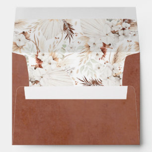 Terracotta and White Flowers Pampas Grass Boho  Envelope