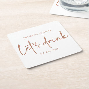 Terracotta and White Minimalist Shower Coaster