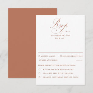 Terracotta and White Modern Minimal Wedding RSVP Card