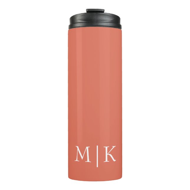 Terracotta and White | Modern Monogram Thermal Tumbler (Front)