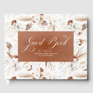Terracotta and White Orchids Floral Boho Wedding Guest Book