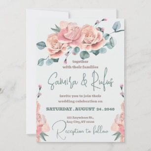 Terracotta and White Orchids Flowers Boho Wedding  Invitation