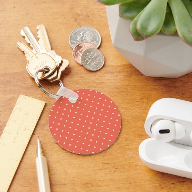 Terracotta and White Polka Dots Key Ring (Desk)