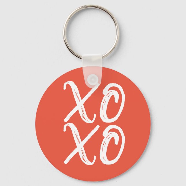 Terracotta and White XOXO Key Ring (Front)