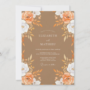 Terracotta Antique Rose Wedding Invitation