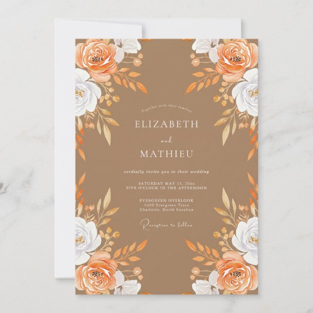 Terracotta Antique Rose Wedding Invitation (Front)