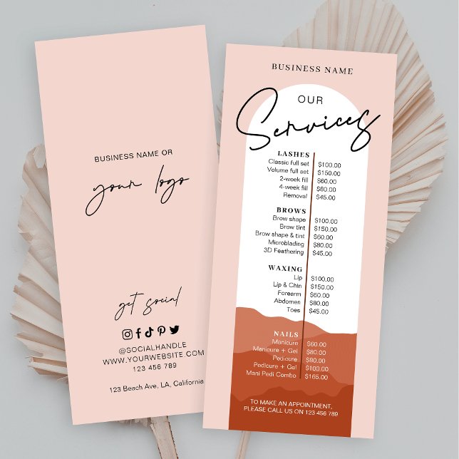 Terracotta Arch Bohemian Logo Nails Salon Spa Menu (Creator Uploaded)