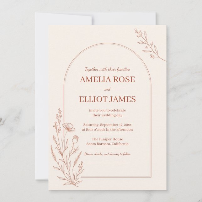 Terracotta Arch Boho Wedding Invitation (Front)