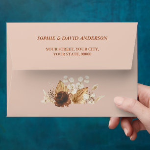 Terracotta Arch Floral Wedding Return Address  Envelope
