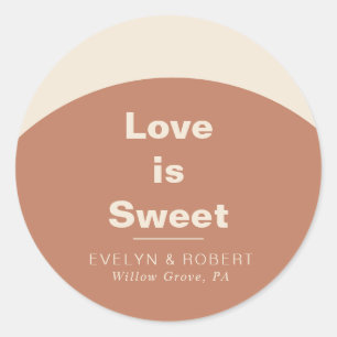 Terracotta Arch Formal Wedding Love is Sweet    Classic Round Sticker