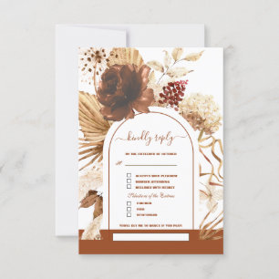 Terracotta Arch Pampas Grass Song Request Wedding  RSVP Card