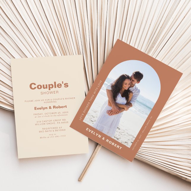 Terracotta Arch Photo Minimalist Couple's shower  Invitation (Creator Uploaded)