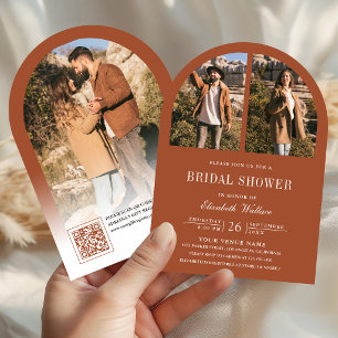 Terracotta Arch Photo QR Code Bridal Shower Invitation