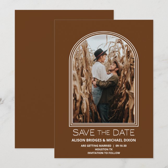 Terracotta Arch Photo Wedding Save the Date (Front/Back)