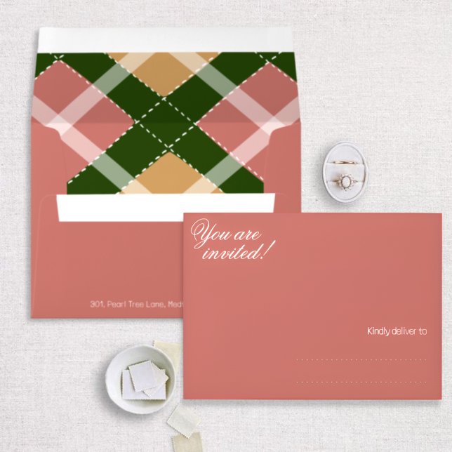 Terracotta Argyle Fall Modern Vintage Cosy Wedding Envelope (Creator Uploaded)