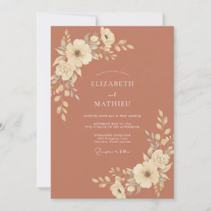 Terracotta Artistic Bohemian Wedding Invitation