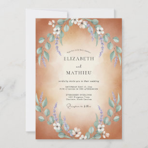 Terracotta Artistic Meadow Wedding Invitation