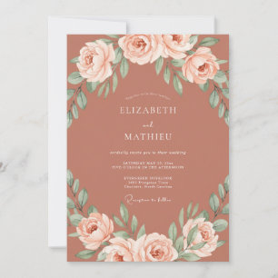 Terracotta Artistic Rustic Wedding Invitation