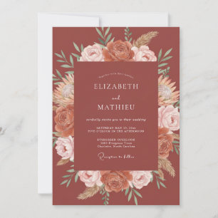 Terracotta Atmospheric Autumn Wedding Invitation