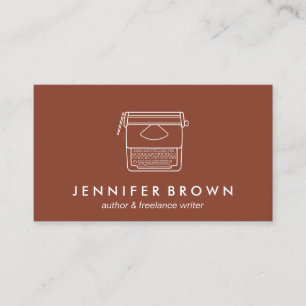 Terracotta Author Blogger Freelancer Typewriter Business Card