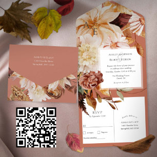 Terracotta Autumn Elegant, Fall weddings All In One Invitation