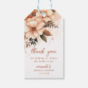 Terracotta Autumn Floral Fall in Love Bridal Gift Tags
