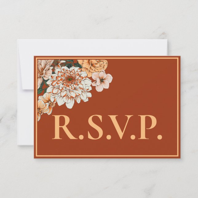 Terracotta Autumn Floral QRC RSVP (Front)