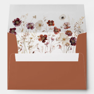Terracotta Autumn Floral Wedding Envelope