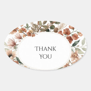 Terracotta Autumn Floral Wreath Wedding Sticker